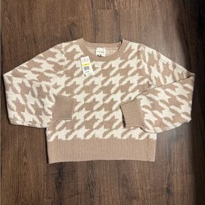 NWT Pink Rose Medium White Mocha Patterned Sweater